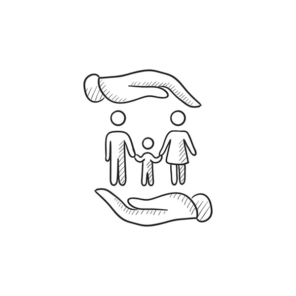 Familj och händerna skiss ikon. — Stock vektor