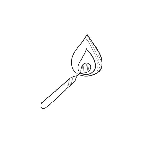 Burning match  sketch icon. — Stock Vector