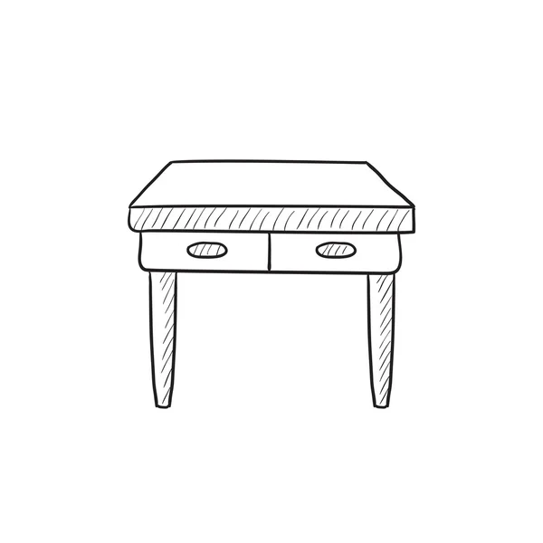 Стол со значком эскиза ящика . — стоковый вектор