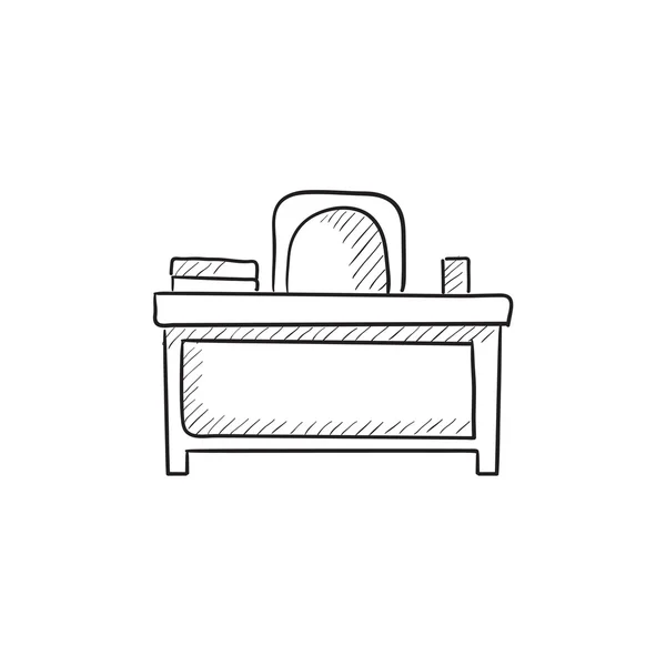 Bureau en stoel schets-pictogram. — Stockvector