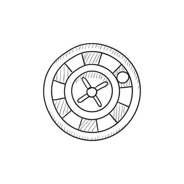 Roulette wiel schets pictogram. — Stockvector