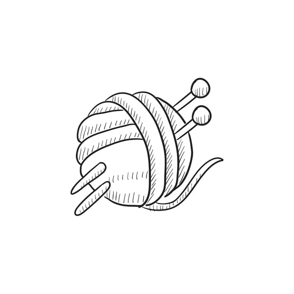 Threads for knitting with spokes sketch icon. — Stock Vector