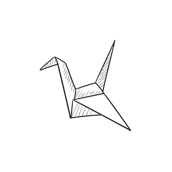 Origami Vogel Skizze Symbol. — Stockvektor