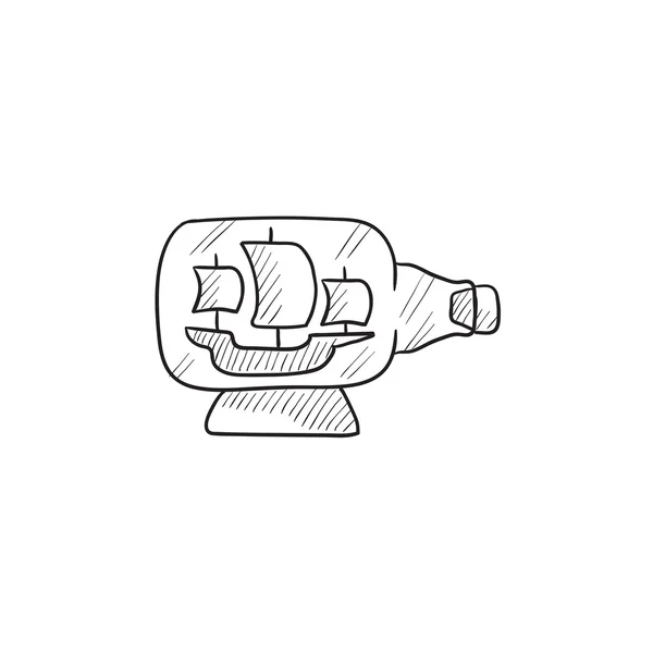 Ship inside bottle sketch icon. — Stock Vector