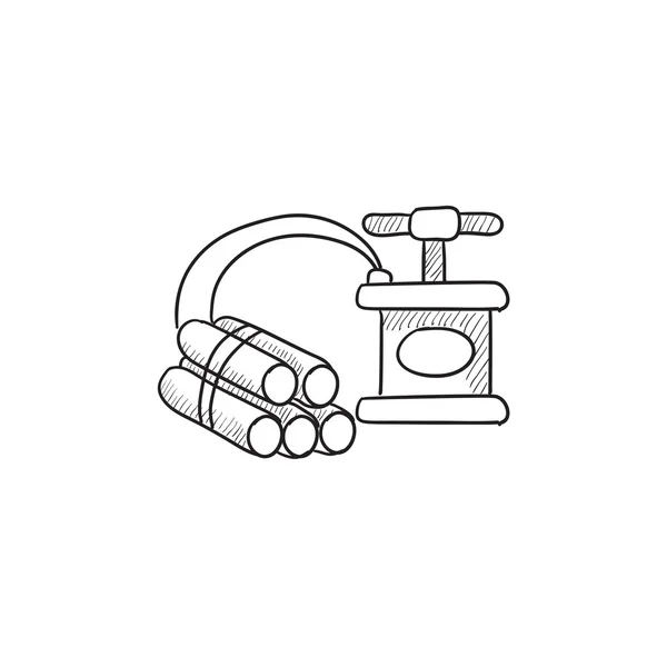 Ícone de esboço de dinamite e detonador . —  Vetores de Stock