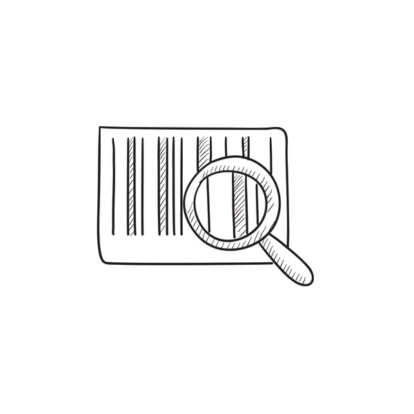 Magnifying glass and barcode sketch icon. — Stock Vector