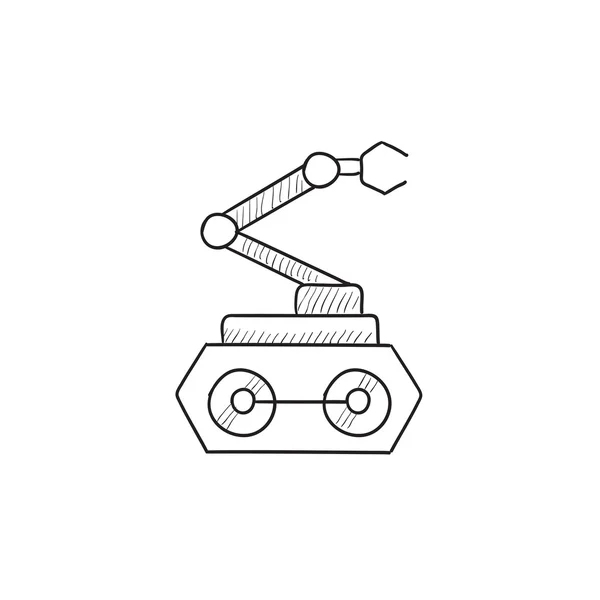 Industriële mechanische robot arm schets pictogram. — Stockvector