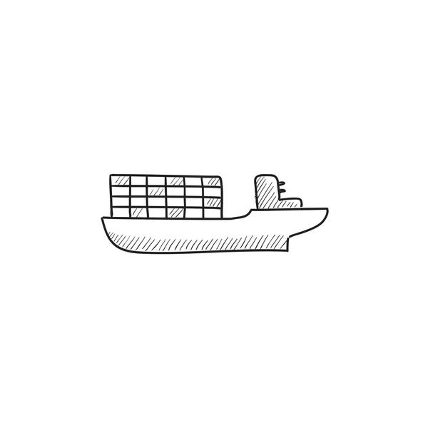 Lading containerschip schets pictogram. — Stockvector