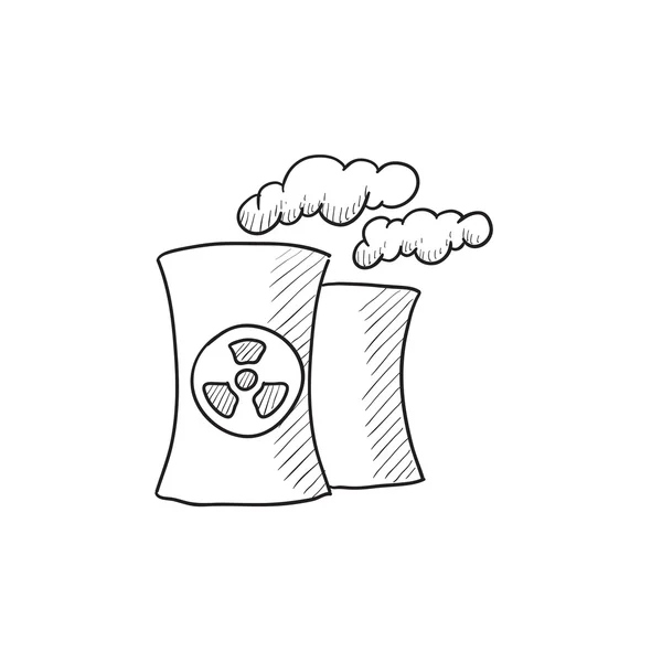 Ícone de esboço de usina nuclear . — Vetor de Stock