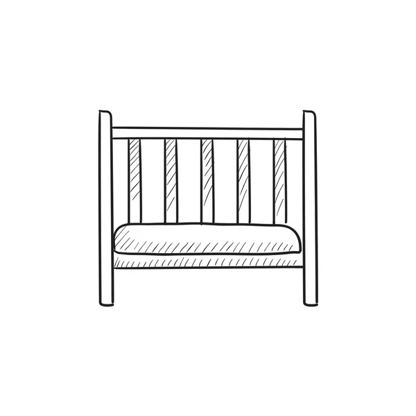 Baby cot schets pictogram. — Stockvector