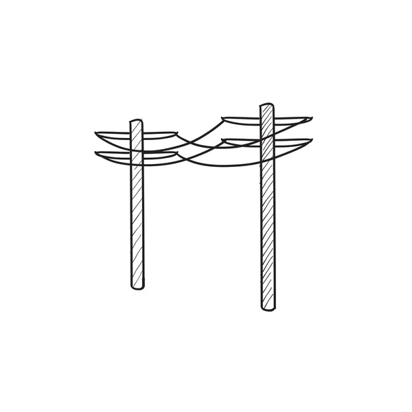 Icône de croquis de lignes électriques haute tension . — Image vectorielle