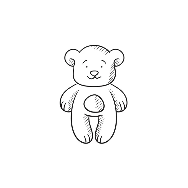 Teddy bear skiss ikon. — Stock vektor