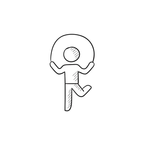 어린이 점프 로프 스케치 아이콘. — 스톡 벡터