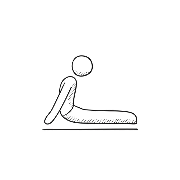 Man praktizerende yoga schets pictogram. — Stockvector