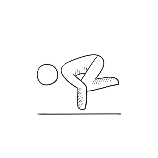 Man praktizerende yoga schets pictogram. — Stockvector