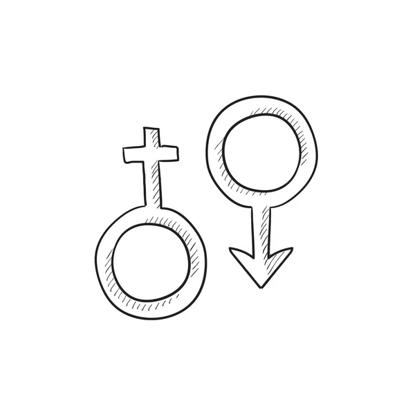 Simbolo maschile e femminile icona schizzo . — Vettoriale Stock
