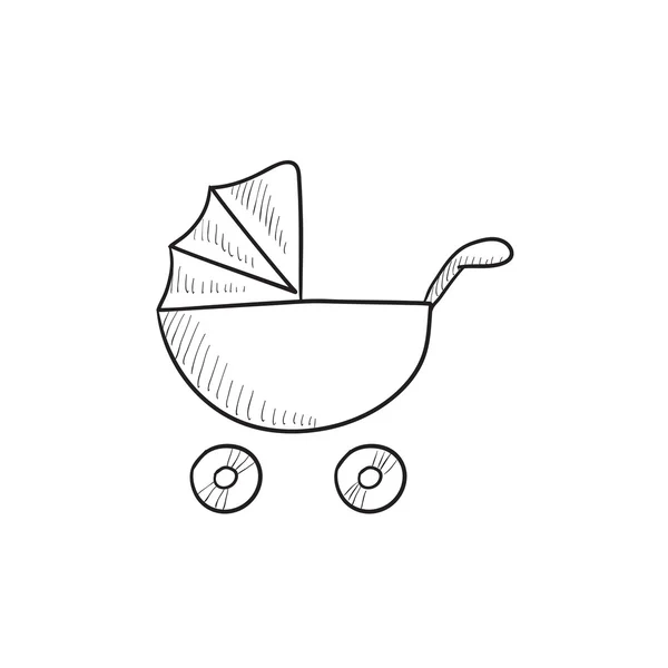 Baby stroller sketch icon. — Stock Vector