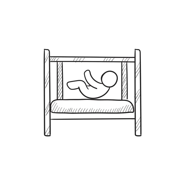 Дитяча покладання в іконку ескізу ліжечка . — стоковий вектор