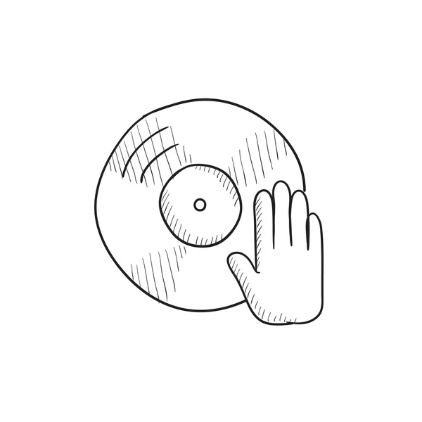 Disco con icono de boceto de mano dj . — Vector de stock