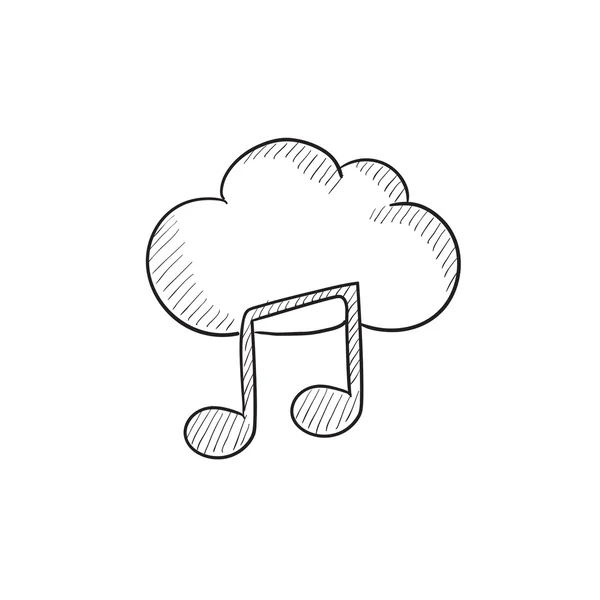 Icône de croquis de musique Cloud . — Image vectorielle