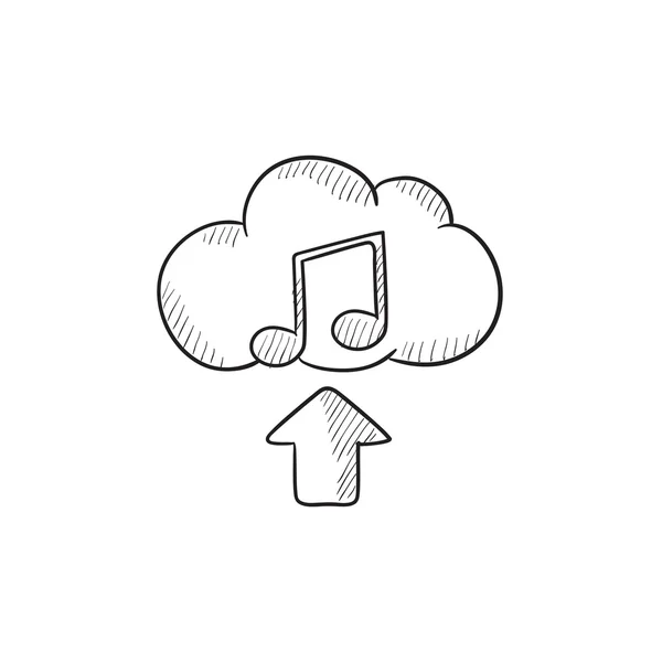 Pictogram van de schets van de muziek uploaden. — Stockvector