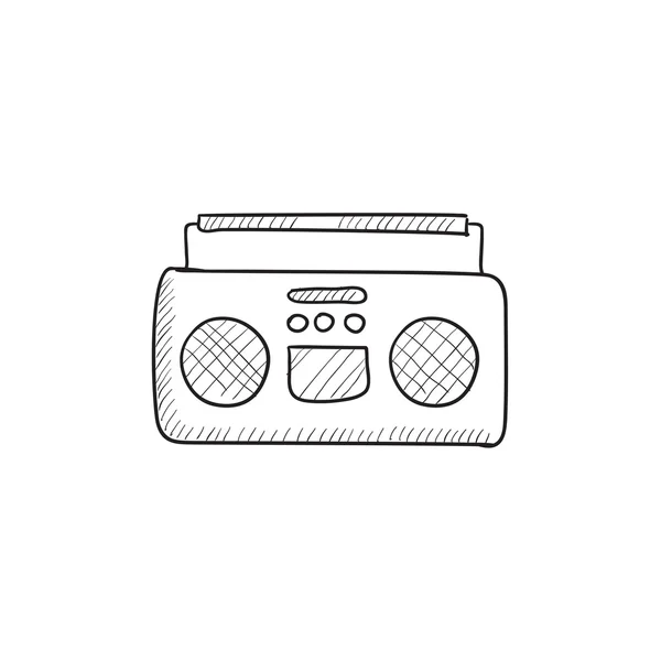 Icono de boceto del reproductor de cassette de radio . — Vector de stock