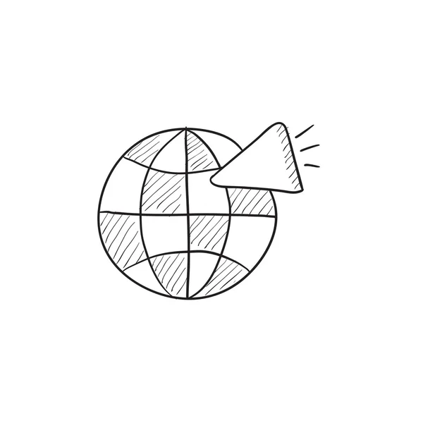 Globo con icono de boceto de altavoz . — Vector de stock