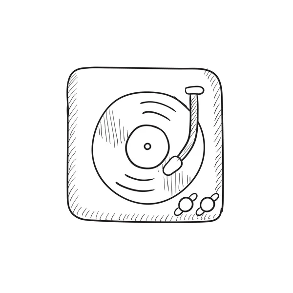 Icono de boceto de tocadiscos . — Vector de stock