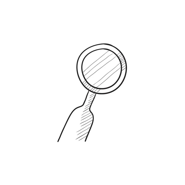 Dental mirror sketch icon. — Stock Vector