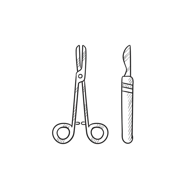 Kirurgiska instrument skiss ikon. — Stock vektor