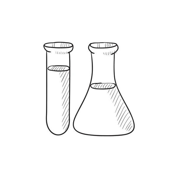 Ícone de esboço de tubos de ensaio . — Vetor de Stock