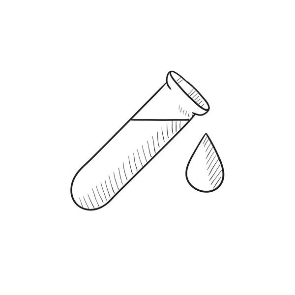 Reagenzglas mit Tropfen-Skizze-Symbol. — Stockvektor