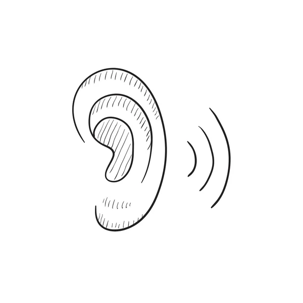 Icona dell'orecchio umano schizzo . — Vettoriale Stock