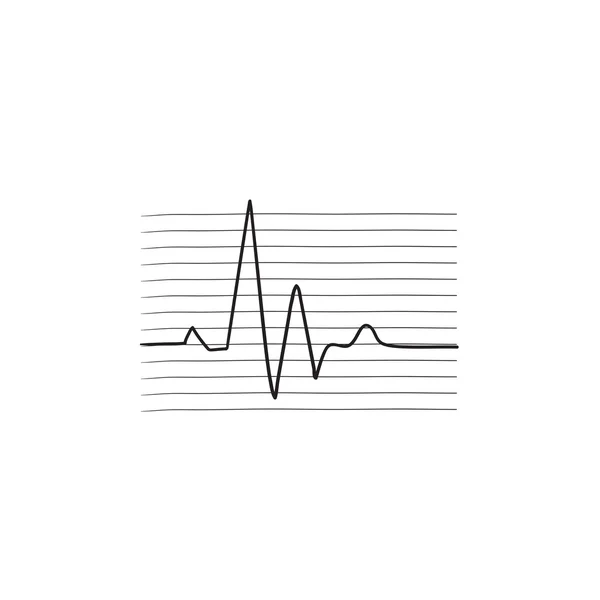 Corazón latido cardiograma bosquejo icono . — Archivo Imágenes Vectoriales