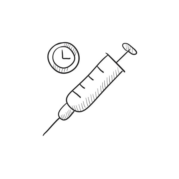 注射器のスケッチのアイコン. — ストックベクタ