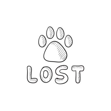 Lost dog sign sketch icon. clipart