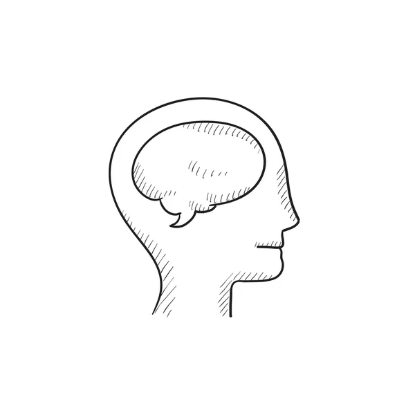 Cabeça humana com ícone de esboço cerebral . —  Vetores de Stock