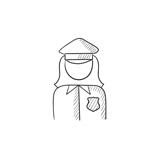 Policewoman sketch icon. — Stock Vector