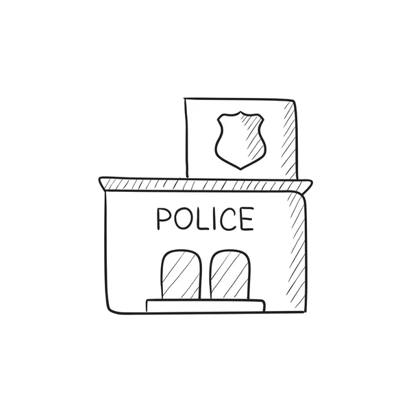 Estación de policía icono de boceto . — Vector de stock