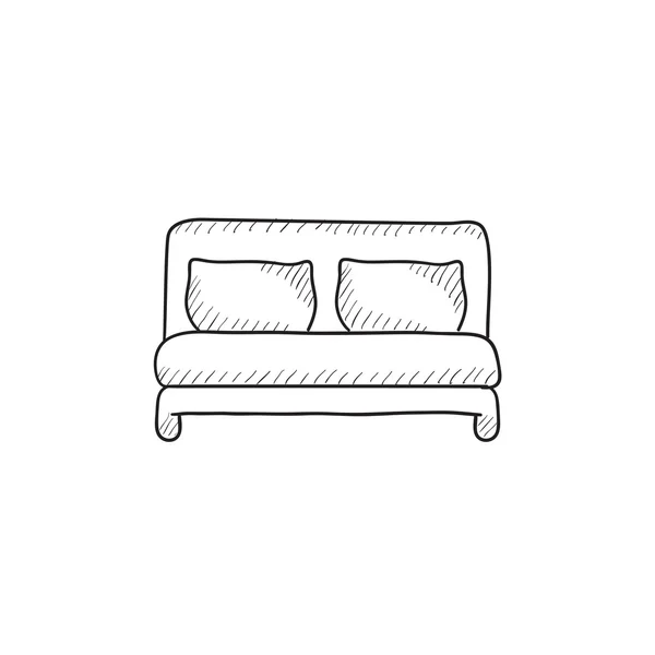 Διπλό κρεβάτι σκίτσο εικονίδιο. — Διανυσματικό Αρχείο