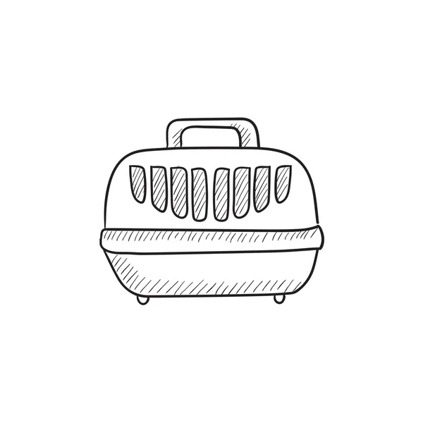 Caja de transporte para mascotas icono de boceto . — Vector de stock