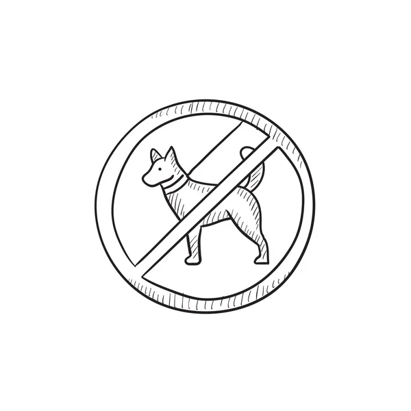 Ingen hund tecken skiss ikon. — Stock vektor