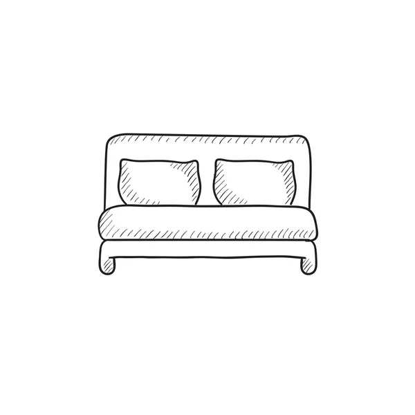 Double bed sketch icon. — Stock Vector