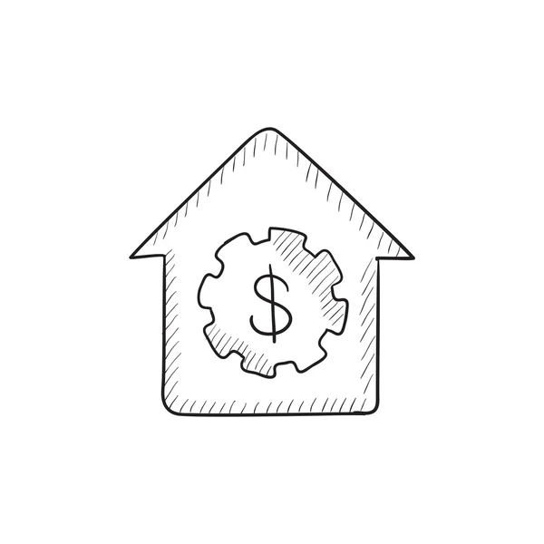 House with dollar symbol sketch icon. — Stock Vector