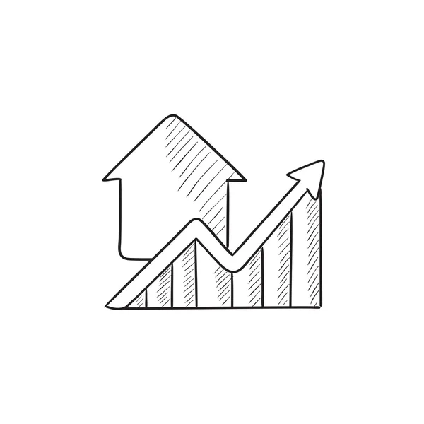 Wykres nieruchomości ceny wzrostu szkic ikona. — Wektor stockowy