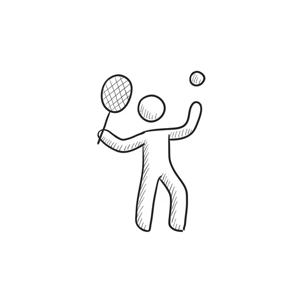 Homem jogando grande ícone de esboço de tênis . —  Vetores de Stock