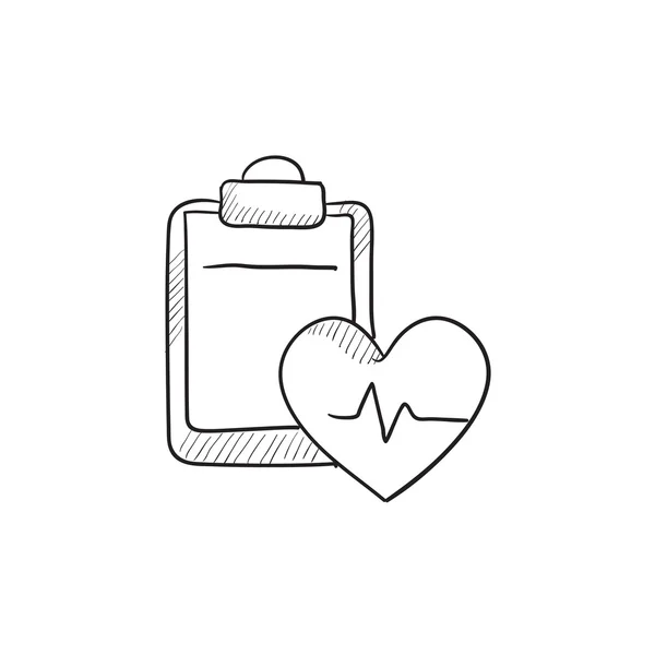 Icono de boceto de registro Heartbeat . — Vector de stock