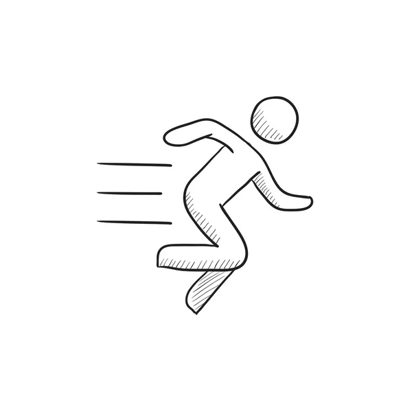 Running man schets pictogram. — Stockvector