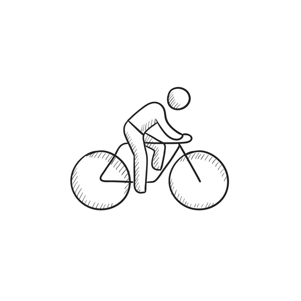 Man riding  bike sketch icon. — Stock Vector