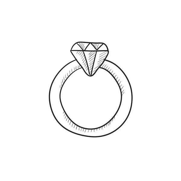 Diamantový prsten skica ikony. — Stockový vektor